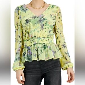 INC International Concepts Yellow Floral Top